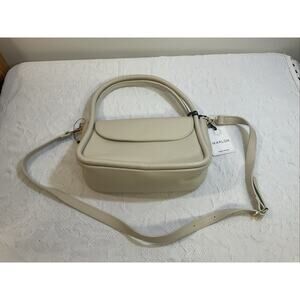 Marlon Shelby Made in Italy 100% Leather Purse W/ Shoulder Strap - Beige NWT